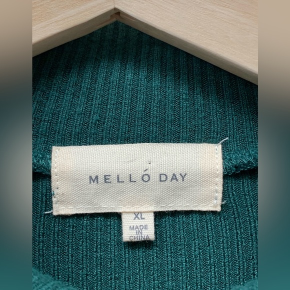 Melloday ribbed sweater knit dress, mock neck, puff, green, size XL - Picture 3 of 6